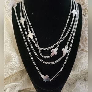 Silvertone Cross necklace, 42" long